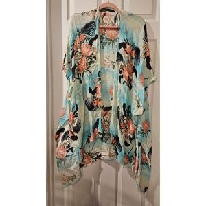 American Eagle Tropical Floral Kimono Swim Cover-Up O/S Vacation Resort